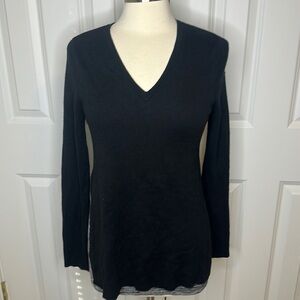 Kokun 2 Layer Bamboo Cashmere Blend Pullover Sweater Black Grey Small